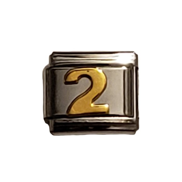 Italian Charm Bracelet Alphabet Letter Link - NUMBER "2" - Picture 1 of 1